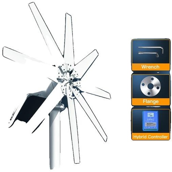 éolienne de 1000W, fonctionnement efficace avec un faible niveau sonore, construction robuste, installation rapide, contrôle hybride LCD1000W