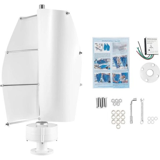 Éolienne - Éolienne verticale - 500 W - Générateur à aimant permanent - À monter - Blanc