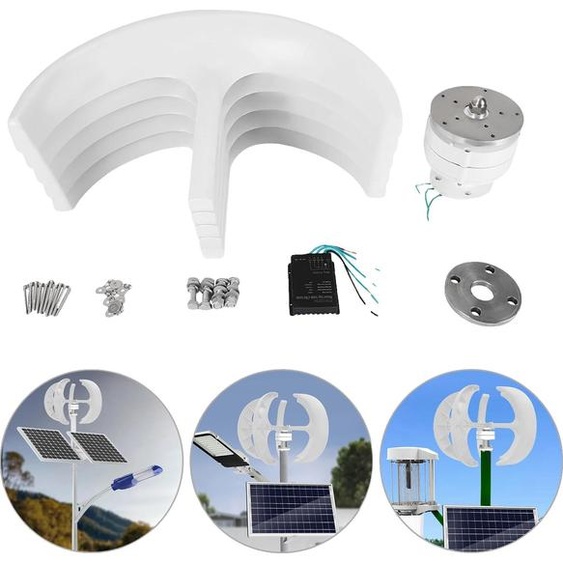 Éolienne, puissance 600 W, construction à axe vertical, BLANC