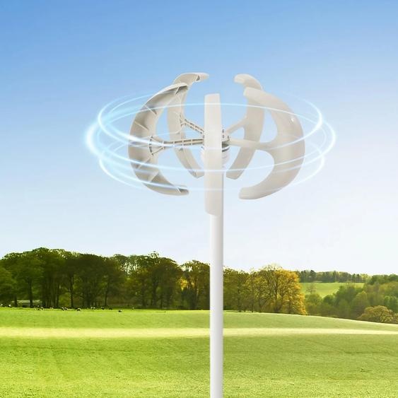 Éolienne/turbine éolienne - Turbine verticale à lanterne - 600 W - 12 V - Avec régulateur de charge - Adaptation automatique à langle du vent - Pour la maison - Blanc