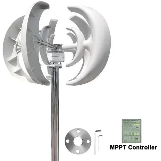 Éolienne verticale 3000W - Générateur déolienne 12V - Faible niveau sonore - Arbre en acier inoxydable - Pour systèmes éolien-solaires autonomes - Sans base de montage - Contrôleur déolienne 12V