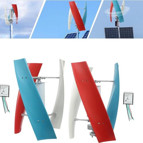 Éolienne verticale - Générateur éolien 12 V 100 W - Étanche IP67 - 4 pales - Frein électromagnétique - Montage en haut du mât - Pour réseau hors réseau - Argent