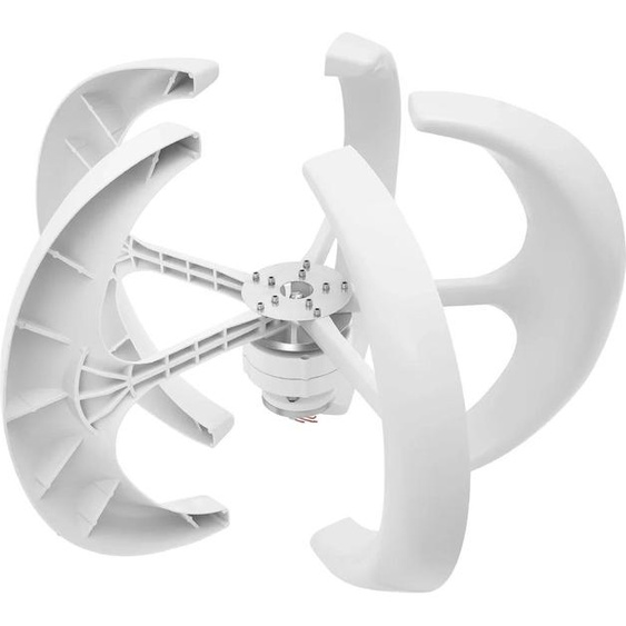 Éolienne verticale - Générateur éolien 600 W 24 V - Design lanterne - Fibre de nylon -électromagnétique - Contrôle automatique de langle - CE - Blanc