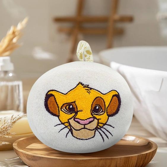 Eponge bébé Disney brodée tête de Simba écru