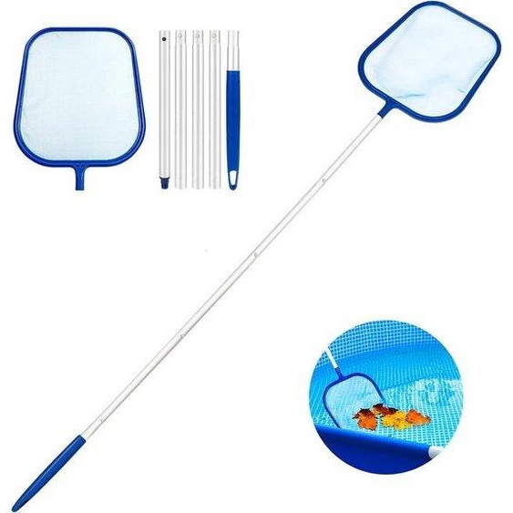Épuisette de piscine - Poignée réglable - Nettoyage de piscine - Épuisette télescopique pour piscine - Outil de nettoyage pour piscine - Épuisette de piscine - Accessoire de nettoyage pour piscine - 160 cm de long
