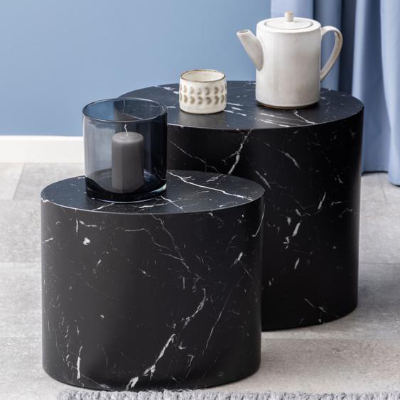 Equicola - Table dappoint ovale en effet marbre - Couleur - Noir