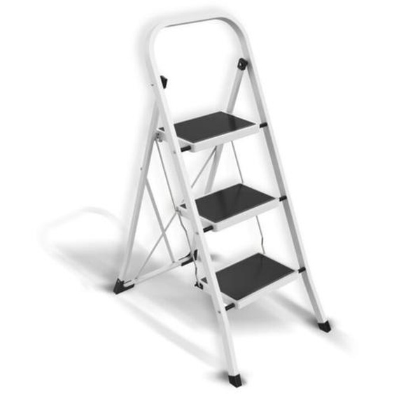 MSV - Escabeau 3 Marches pliant & antidérapant Acier Max 150kg (46x71x105cm)