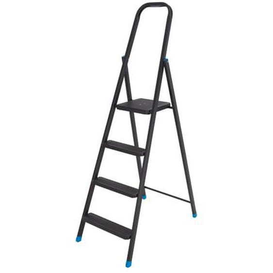 Escabeau acier pliable - noir mat - 4 marches