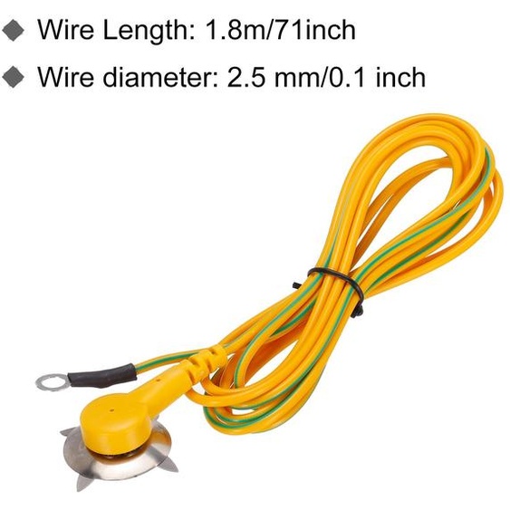 ESD chouement Cable Cordon, 1,8 m/71 Long Anti-Statique Terre  Cable Jaune pour liminer Conducteur lectrostatique, Paquet de 2