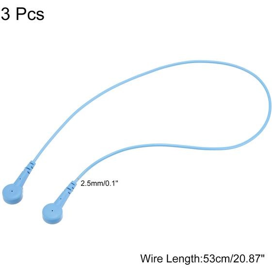 ESD Mise Terre Cable Cordon 53cm/21 pouce Long, Antistatique Fil Cable Double Boucle pour liminer Conducteur lectrostatique,Paquet de 3(Bleu)