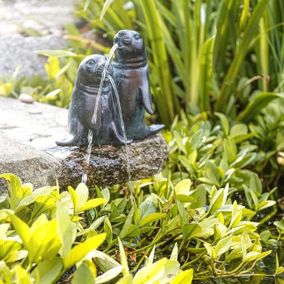 esotec Gargouille Couple de chiens de mer avec pompe de bassin solaire 5 watts Jeu deau 101656