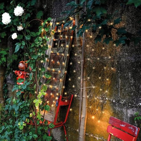 esotec Solar Filet lumineux avec 144 LED blanc chaud Rideau lumineux Filet lumineux 102190