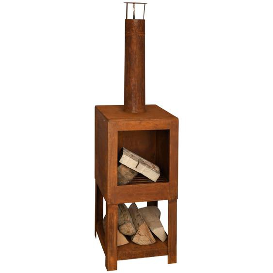 Esschert Design Cheminée dextérieur avec rangement de bois FF298