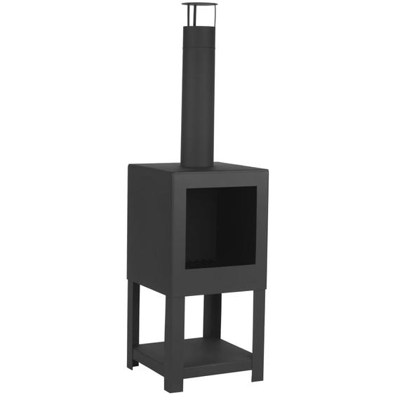 Esschert Design Cheminée dextérieur avec rangement de bois Noir FF410
