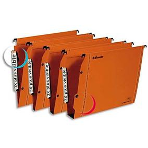 ESSELTE Boîte de 25 dossiers suspendus LMG ARMOIRE en kraft 240g. Fond 30, bouton-pression. Orange