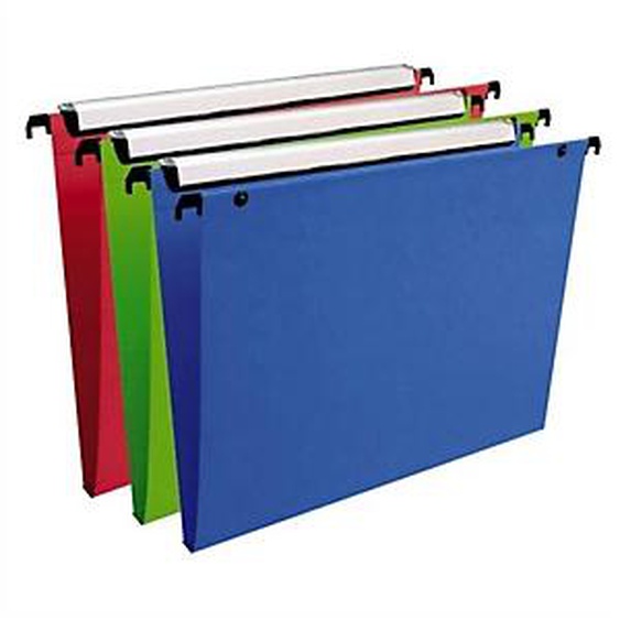 ESSELTE Paquet de 10 dossiers suspendus VMG TIROIR en polypro opaque. Fond 15, bouton-pression. Assortis