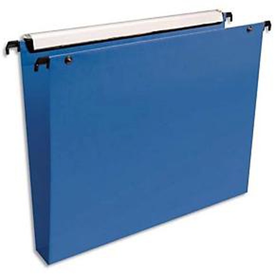 ESSELTE Paquet de 10 dossiers suspendus VMG TIROIR en polypro opaque. Fond 30, bouton-pression. Bleu