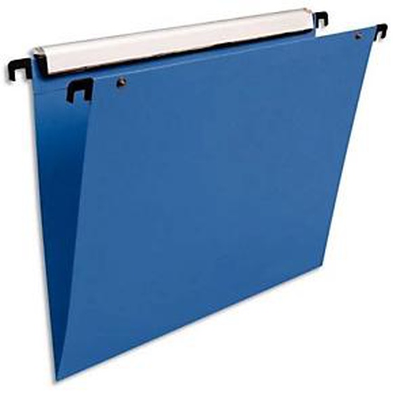 ESSELTE Paquet de 10 dossiers suspendus VMG TIROIR en polypro opaque. Fond V, bouton-pression. Bleu