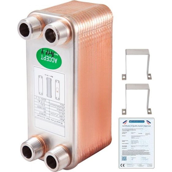 EssenB12 - Échangeur de chaleur à plaques en acier inoxydable 316L - 30 plaques déchangeur de chaleur - Échangeur de chaleur de chauffage