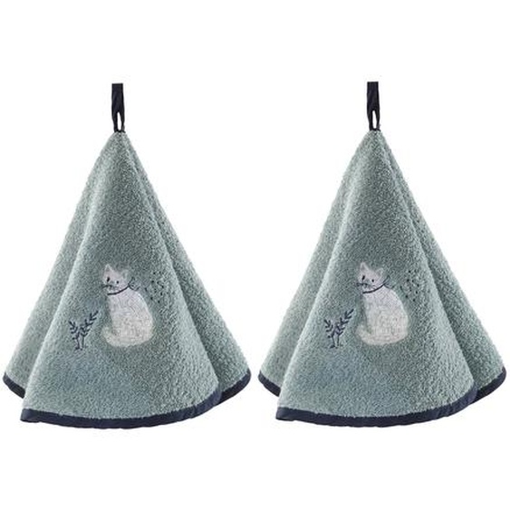 Essuie-mains éponge brodé chats - lot de 2 -