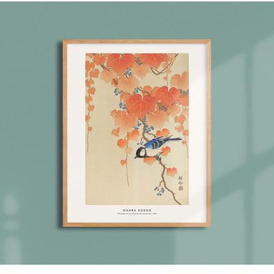 Estampe japonaise  - Mésange sur une branche de paulownia