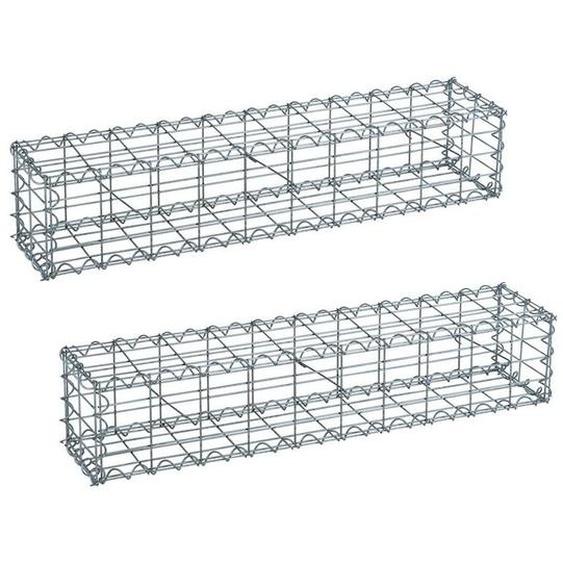 Estexo - 2 Gabions à pierres en métal galvanisé avec spirales 100 x 20 x 20 cm