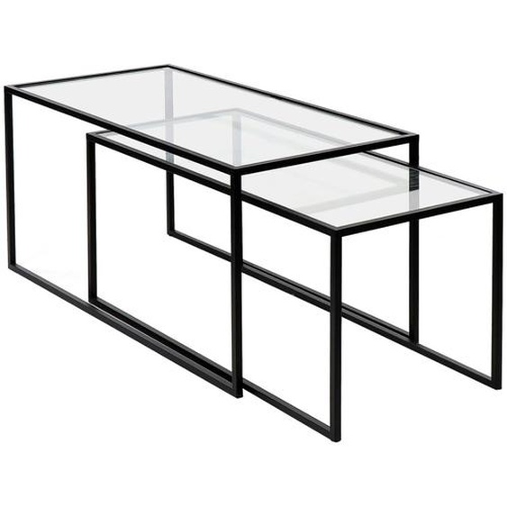 Eszential - Lot de 2 tables basses en verre et métal - Couleur - Noir