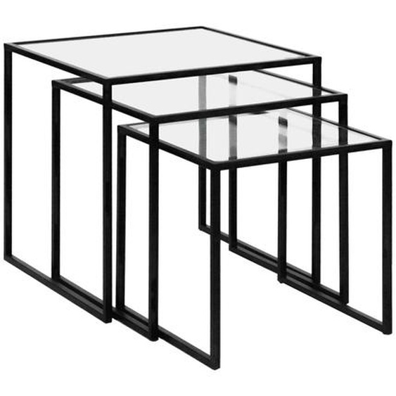 Eszential - Lot de 3 tables dappoint en verre et métal - Couleur - Noir