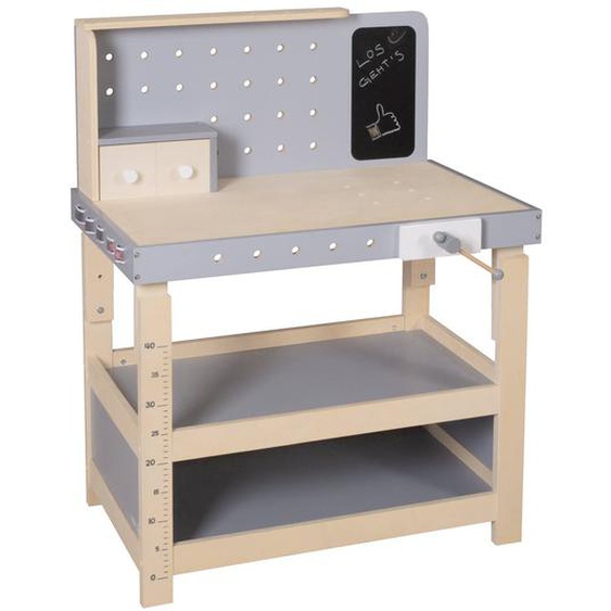 Établi Enfant Ajustable En Hauteur + 38 Accessoires Naturel Et Gris