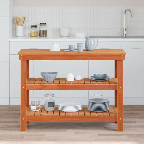 Établi Marron cire 110.5 x 50 x 80 cm Bois massif en pin