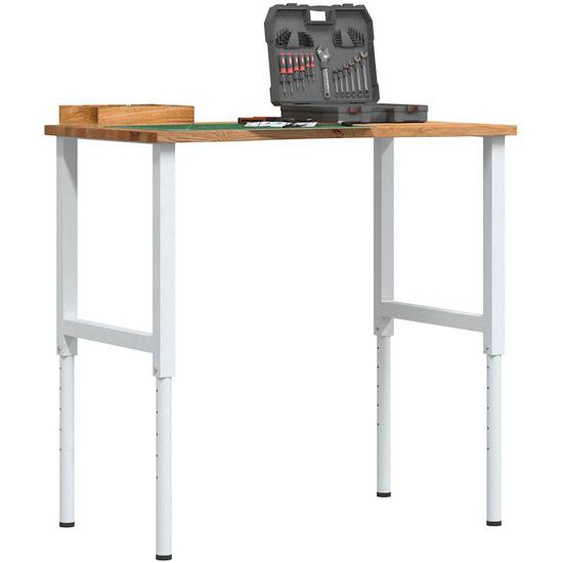 Établi marron clair 100x60x(71,5-98) cm bois de chêne massif