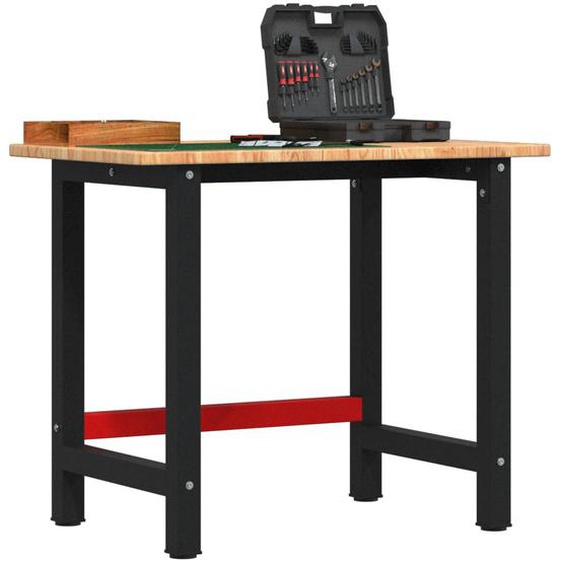 Établi marron clair bois de chêne massif rectangulaire