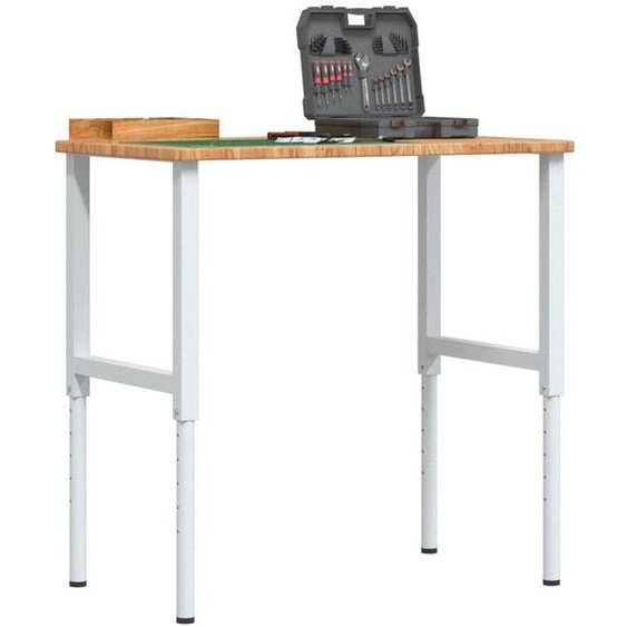 Établi marron clair bois de chêne massif rectangulaire