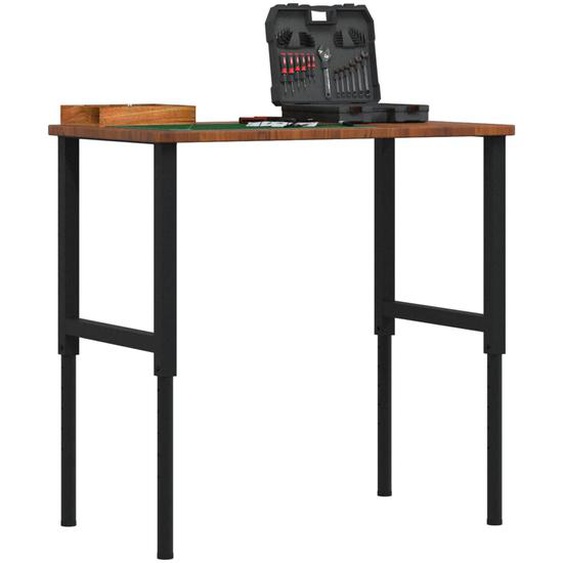 Établi marron foncé bois de chêne massif rectangulaire