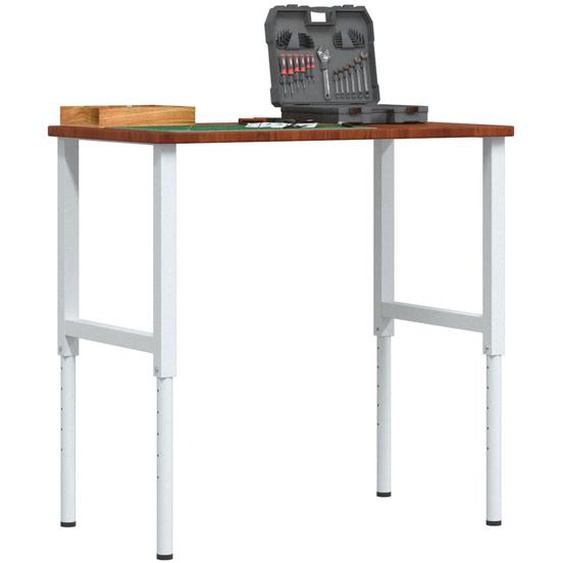 Établi marron foncé bois de chêne massif rectangulaire