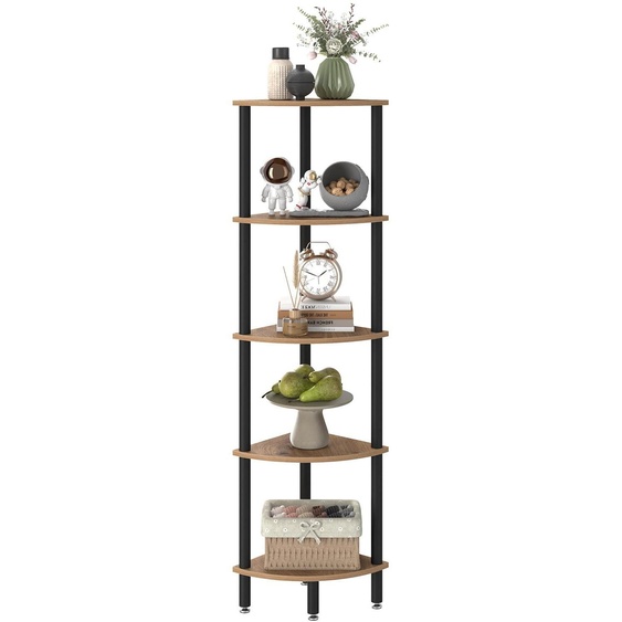 Étagère à 5 niveaux, en chêne, style industriel, hauteur 134 cm