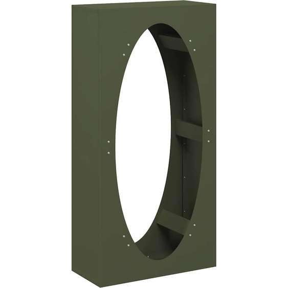 Étagère à bois de chauffage vert olive 50x23x100 cm Acier laminé à froid