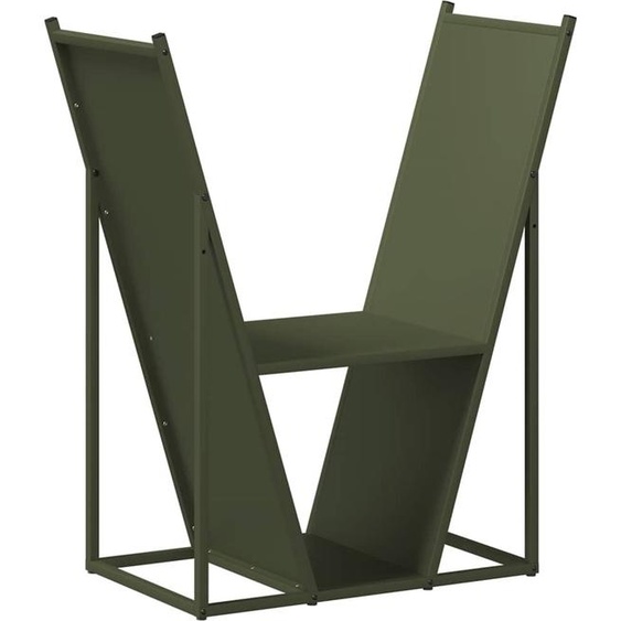 Étagère à bois de chauffage Vert olive 69,5x35x81 cm Acier laminé à froid