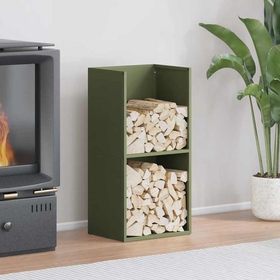 Étagère à bois vert olive 40x30x80 cm Acier laminé à froid