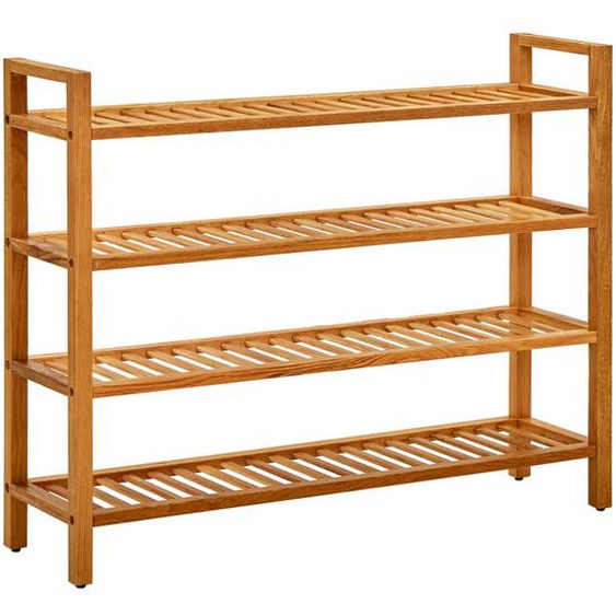 Étagère à chaussures à 4 niveaux 100x27x80 cm Chêne massif
