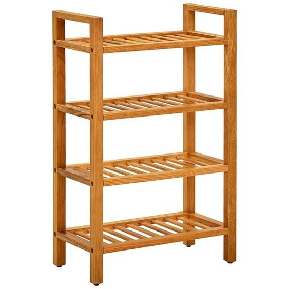Étagère à chaussures à 4 niveaux 50x27x80 cm Chêne massif