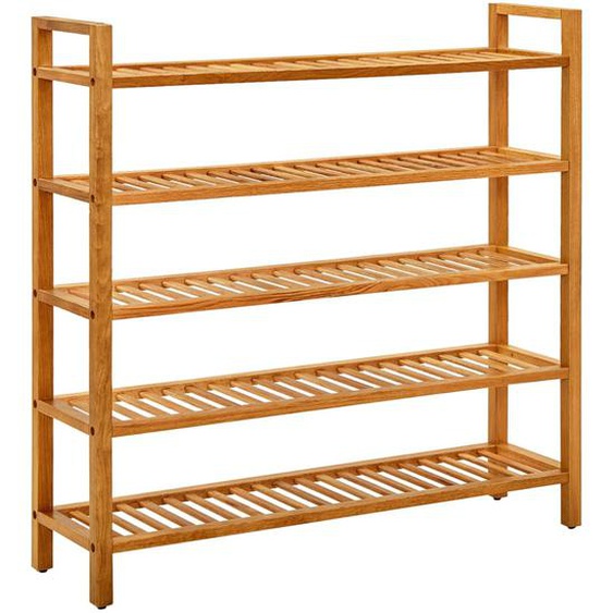 Étagère à chaussures à 5 niveaux 100x27x100 cm Chêne massif