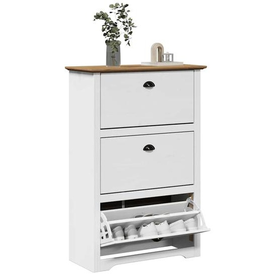 Étagère à chaussures BODO blanc et marron 80x35x118 cm