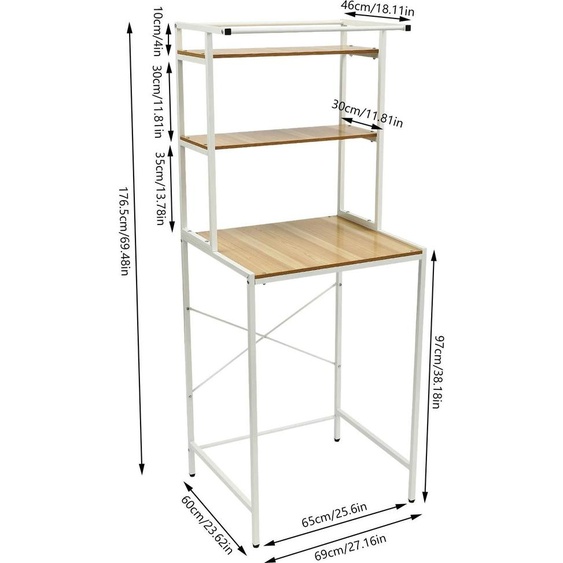 Étagère à chaussures - Porte-chaussures/rangement à chaussures - Structure métallique - Étagères en bois - Planche en bois jaune - Multicolore