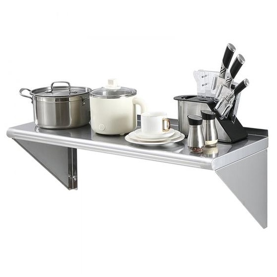 Étagère à épices murale 915 x 356 x 63 mm, étagère de cuisine suspendue avec cadre de support, étagère flottante en acier inoxydable dune capacité de charge de 136 kg, étagère murale pour épices destinée aux cuisines, restaurants, hôtels, etc.
