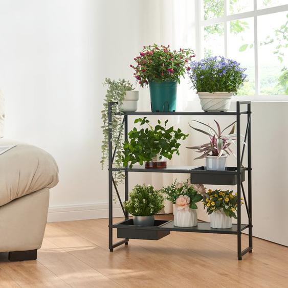 Meuble support pour plantes Berkelland métal 66 x 60 x 20 cm noir