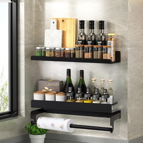 Étagère à herbes suspendue sans percer - jeu de 2 - 40 cm Organisateur de cuisine et de salle de bain