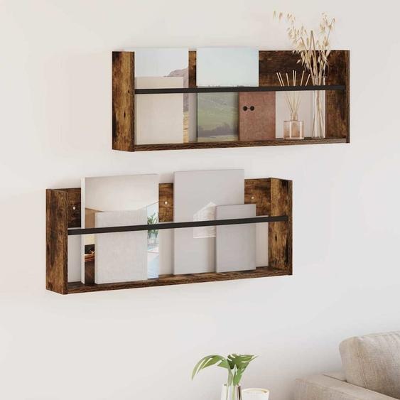 Étagère à magazines 2 pcs Chêne fumé 80 x 12 x 30 cm