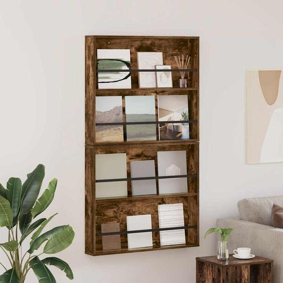 Étagère à magazines 2 pcs Chêne fumé 80 x 12 x 70 cm