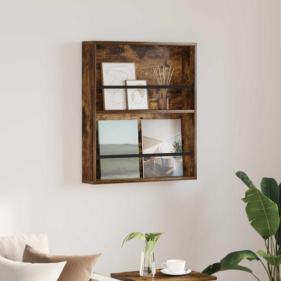 Étagère à magazines avec étagère Chêne fumé 60 x 12 x 70 cm